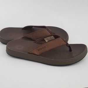 Men's Bogs Hudson Brown Leather Flip Flop Sandals
